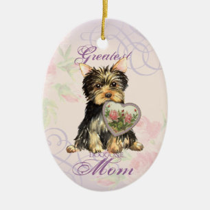 Yorkie Heart Mam Ceramic Ornament