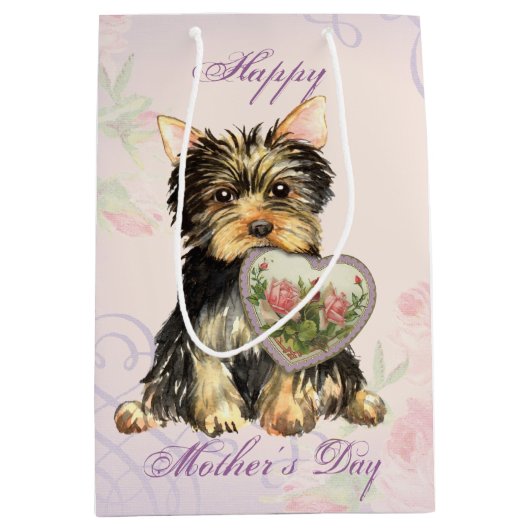 Yorkie Heart mama Medium Cadeauzakje (Voorkant)