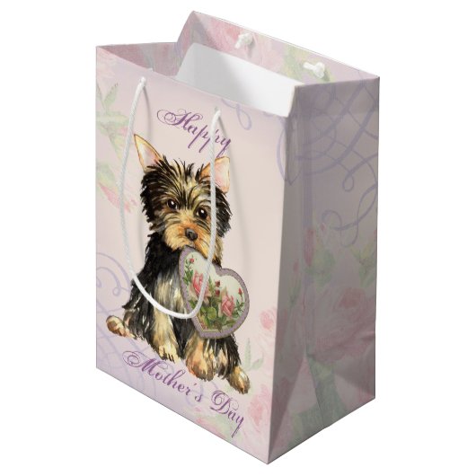 Yorkie Heart mama Medium Cadeauzakje (Voorkant Gekanteld)