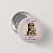 Yorkie Heart mama Ronde Button 3,2 Cm (Voorkant /achterkant)