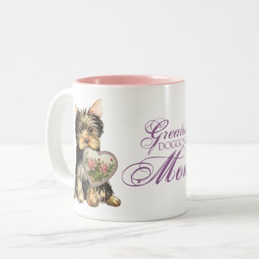 Yorkie Heart mama Tweekleurige Koffiemok (Voorkant links)