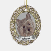 Yorkie-herinneringsornament Keramisch Ornament (Rechts)
