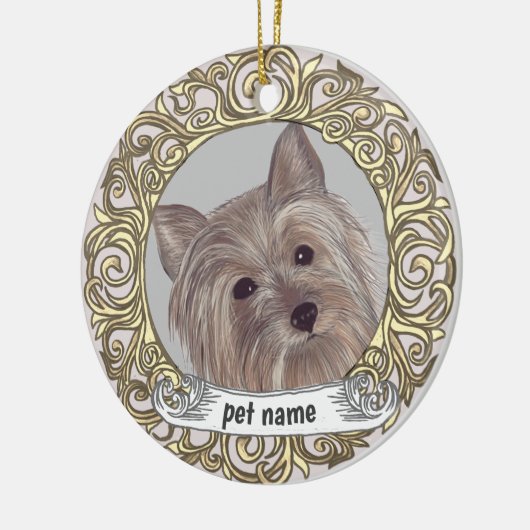 Yorkie-herinneringssieraad Keramisch Ornament (Links)