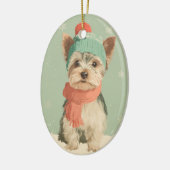 Yorkie Holiday Keepsake Keramisch Ornament (Links)