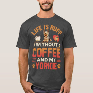 Yorkie hond en koffie t-shirt