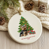 Yorkie hond gepersonaliseerde kerst keramisch ornament