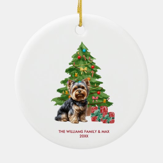 Yorkie hond gepersonaliseerde kerst keramisch ornament (Achterkant)