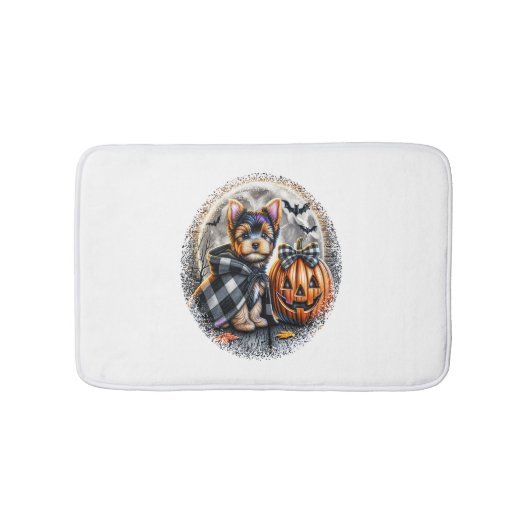 Yorkie Hond Halloween Badmat (Voorkant)