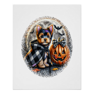 Yorkie Hond Halloween Perfect Poster