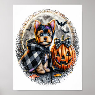 Yorkie Hond Halloween Poster