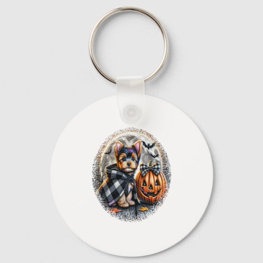 Yorkie Hond Halloween Sleutelhanger (Voorkant)