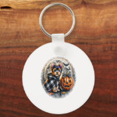 Yorkie Hond Halloween Sleutelhanger (Voorkant)