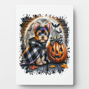Yorkie-hond Halloween-vierkant Fotoplaat