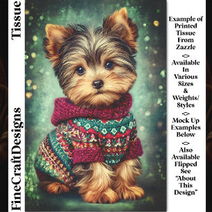 Yorkie Hond in Kerstsweater DS2LF Decoupage Tissuepapier