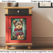 Yorkie Hond In Kersttrui DS2LF Decoupage Tissuepapier