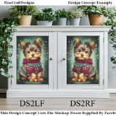 Yorkie Hond In Kersttrui DS2LF Decoupage Tissuepapier