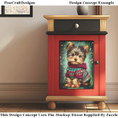 Yorkie Hond In Kersttrui DS2LR Decoupage Tissuepapier