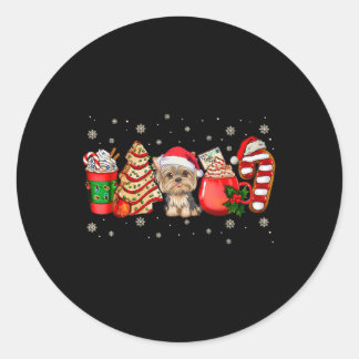 Yorkie-hond kerstpyjama koffie Latte mokken Xma Ronde Sticker