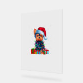 Yorkie hond lelijke kerstverlichting Santa Hat Yor Acryl Bord (Hoek)