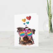 Yorkie-hond met harten Valentijnsdag Kaart (Voorkant)