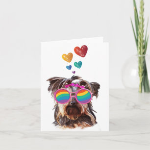 Yorkie-hond met harten Valentijnsdag Kaart