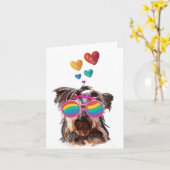 Yorkie-hond met harten Valentijnsdag Kaart (Gele Bloem)