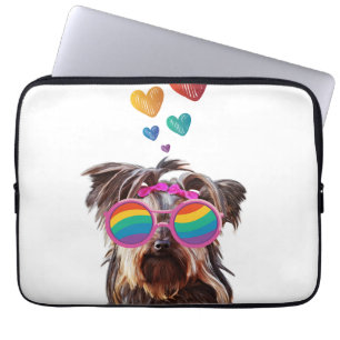 Yorkie-hond met harten Valentijnsdag Laptop Sleeve
