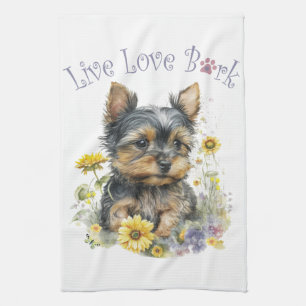 Yorkie-hond Moeder Bloem Theedoek