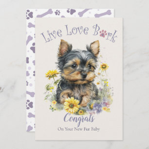 Yorkie Hond Moeder Bloemen Adoptie Kaart