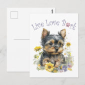Yorkie-hond Moeder Bloemstuk Briefkaart (Voorkant / Achterkant)
