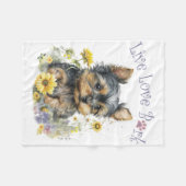 Yorkie-hond Moeder Bloemstuk Fleece Deken (Voorkant (Horizontaal))
