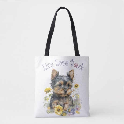 Yorkie Hond Moeder Bloemstuk Tote Bag (Voorkant)