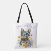 Yorkie Hond Moeder Bloemstuk Tote Bag (Achterkant)