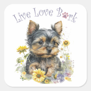 Yorkie-hond Moeder Bloemstuk Vierkante Sticker