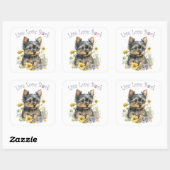 Yorkie-hond Moeder Bloemstuk Vierkante Sticker (Vel)