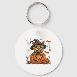 Yorkie Hond Pompoen Halloween Thanksgiving Sleutelhanger