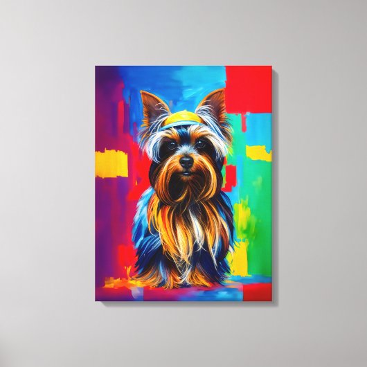 Yorkie hond Pop Art Canvas Afdruk (Voorkant)