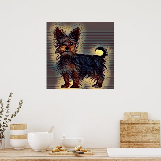 yorkie hond schatje yorkshire afbeelding pop pet poster (Keuken)