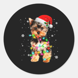 Yorkie Honden Boom Kerst Trui Xmas Huisdier Dier Ronde Sticker