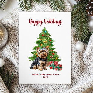 Yorkie-hondenfamilie Kerstmis Feestdagenkaart