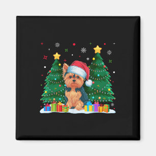 Yorkie Hondenliefhebbers Santa Hat Lelijke Kersttr Magneet