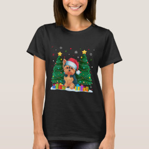 Yorkie Hondenliefhebbers Santa Hat Lelijke Kersttr T-shirt