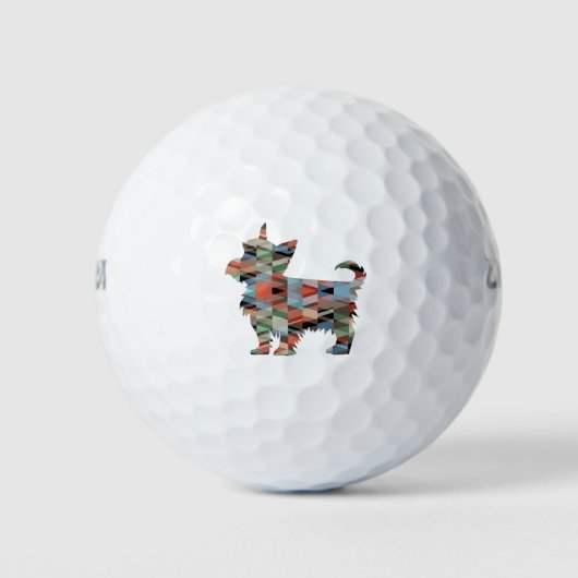 Yorkie Hondenras Geo Silhouette Pset Golfballen (Voorkant)
