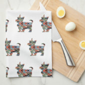 Yorkie Hondenras Geo Silhouette Pset Theedoek (Quarter Fold)