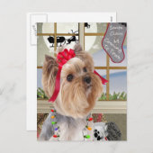 Yorkie Horloges Voor Kerstman Feestdagenkaart (Voorkant / Achterkant)