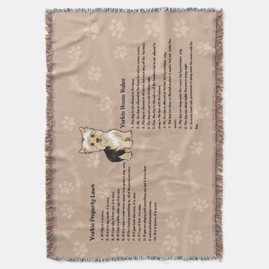 Yorkie House Rules Throw Blanket Deken (Voorkant Verticaal)