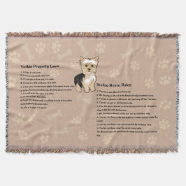 Yorkie House Rules Throw Blanket Deken