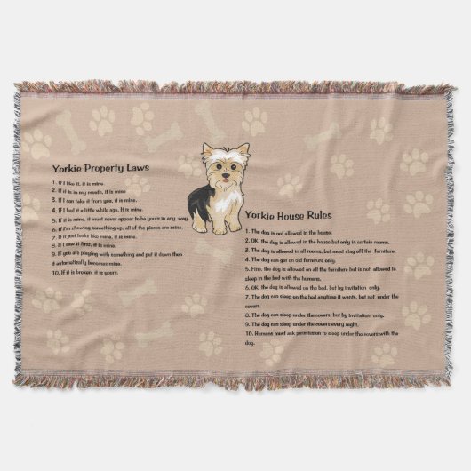 Yorkie House Rules Throw Blanket Deken (Voorkant)
