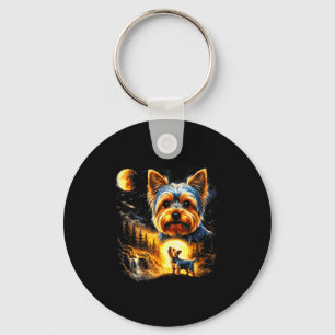 Yorkie huilend naar de maan vintage 90s grappige h sleutelhanger