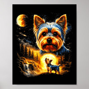 Yorkie huilt naar de maan vintage 90s grappige hon poster